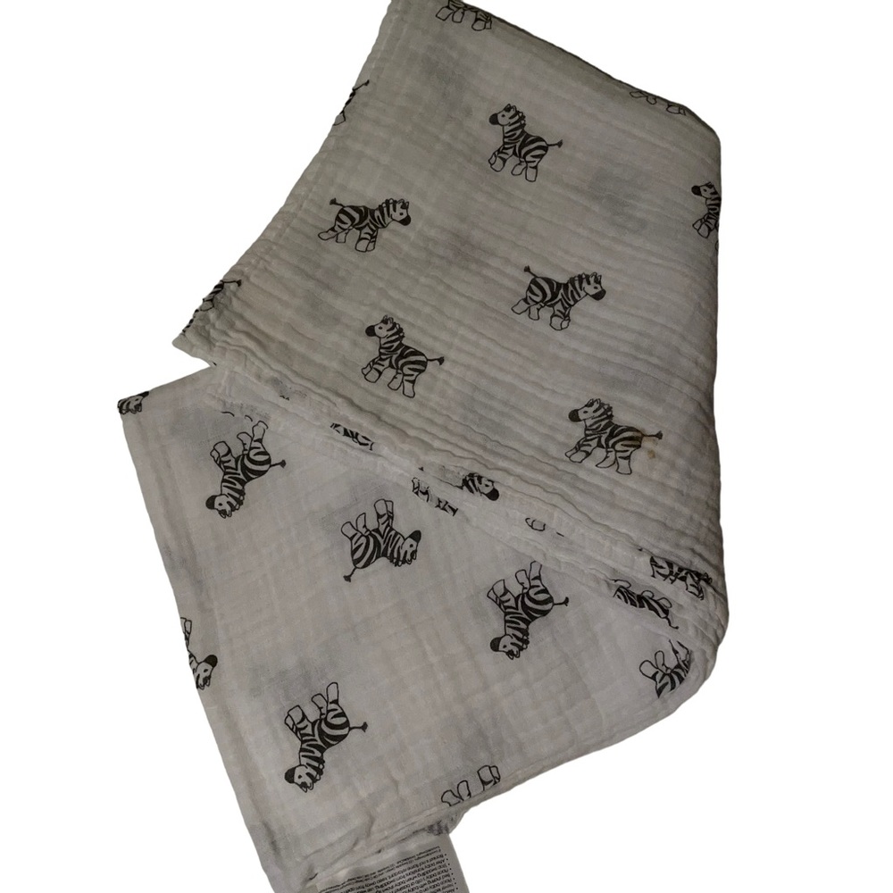 Amazing Baby Swaddle Blanket Sling Wrap 100% Cotton White Grey Zebras